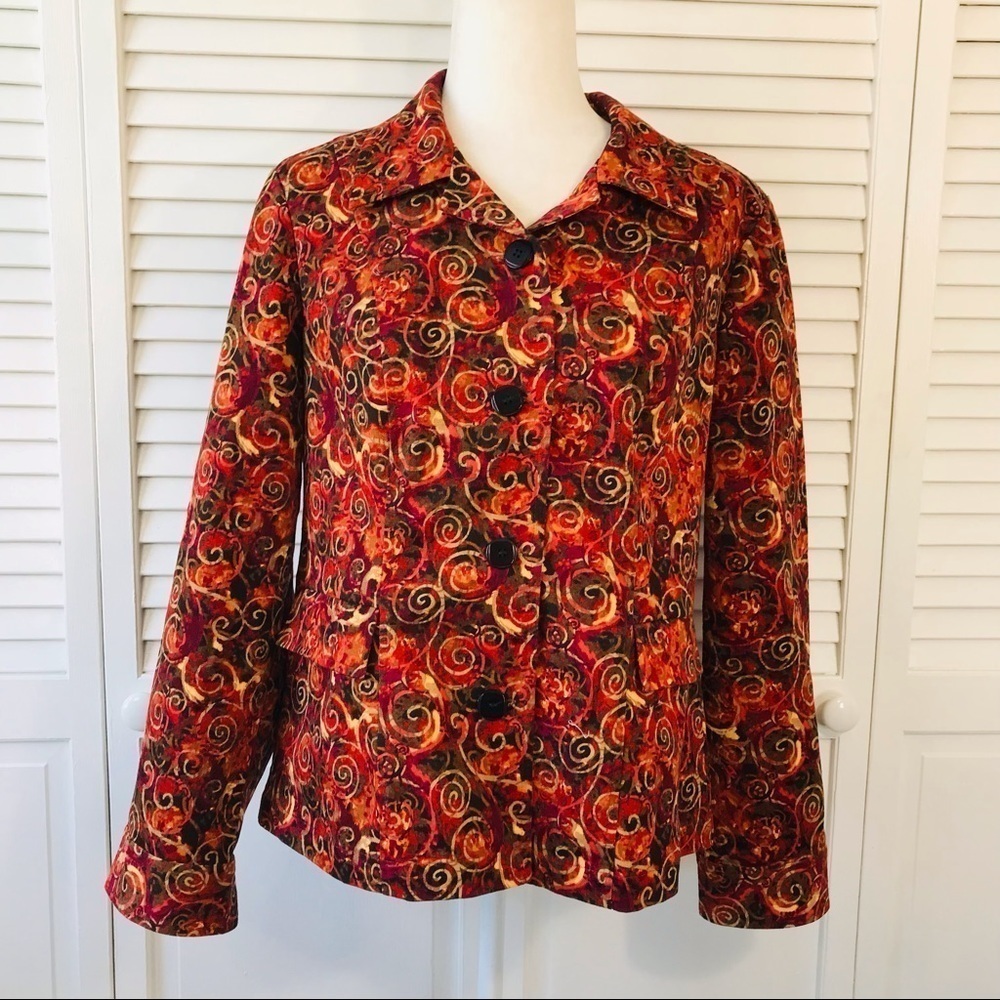CHRISTOPHER & BANKS Red Orange Stretch Blazer Size Large